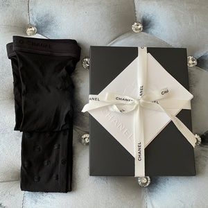 Chanel black logo tights
